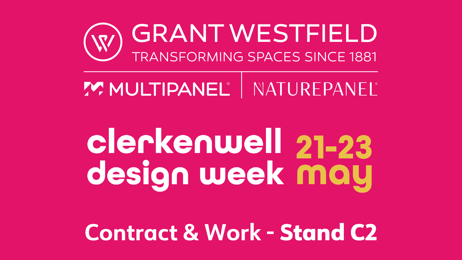 Grant Westfield to exhibit new brand, Naturepanel, and award-winning bathroom panel brand Multipanel at Clerkenwell Design Week